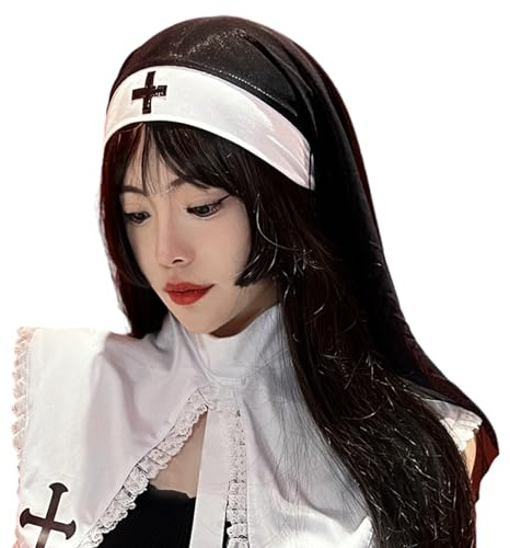 Mllepjdh Nonne Habits Hüte Kopfbedeckung Leichtes Kostümzubehör Für Halloween Verkleidung Party Stirnband Kappen Cosplay Halloween Kostüm Kopfbedeckung