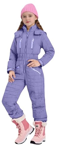 HEONSATI Tute Bambine E Ragazze Da Snowboard Tuta Neve Di Un Pezzo Bambini Completo Sci Apertura Con Cerniera Unisex Completo Da Neve Invernale Outdoor Salopette Da Sci Intera Con Cappuccio
