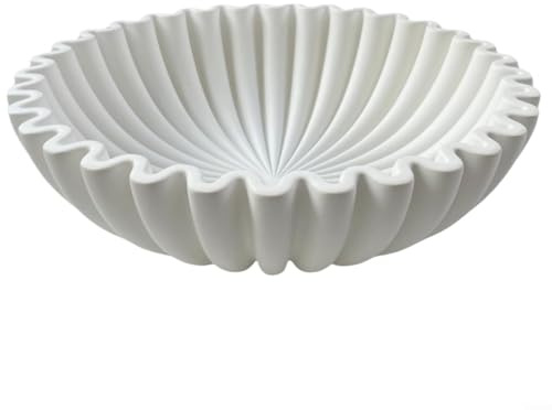 HOHOVYVY Cuenco decorativo de resina, con blanco ondulado, elegante accesorio para el hogar, para salón, mesa de comedor o cocina, versátil para frutas, popurrí o como pieza de adorno (B)