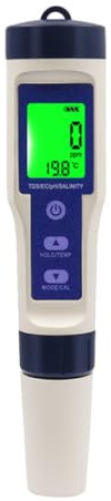 Levemolo Tragbarer Digitaler Salzwassertester 5 In 1 für Meerwasser und Pool Salzmessgerät mit LCD Display und Robustem Kunststoff für Aquarium Wasser und Salzgehaltstest