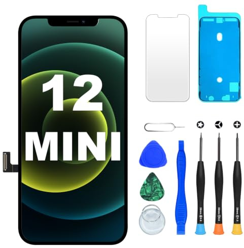 Digi4U Écran pour iPhone 12 Mini LCD, 5,4 True Tone Display Face ID Écran Tactile 3D de Remplacement pour iPhone 12 Mini avec kit de réparation
