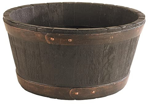 OAK LIKE BLACKSMITH BARREL PLASTIC PLANTER PLANT POT TUB GARDEN PATIO OUTDOOR