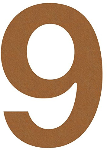 Hausnummer 9, Design Hausnummer aus Edelstahl in Rost