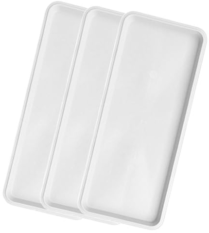 Confezione da 3 Sottovasi Plastica Vassoio Rettangolare per la Raccolta Dell'Acqua Ideali per Interni ed Esterni(White,30x15x2cm/12x6x0.8in)