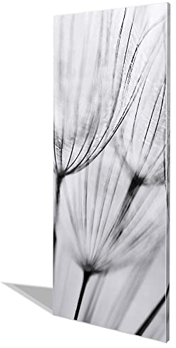 banjado® Magnettafel 30 x 75cm / Magnetwand aus Metall/Magnetpinnwand als Memoboard/Pinnwand Magnettafel Küche, Büro, Kinderzimmer inkl. 4 Magnete & Montageset - Motiv Pusteblumen SW