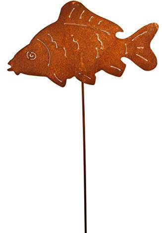 Bornhöft Gartenstecker Fisch Karpfen Metall Rost rostige Gartendeko Edelrost Beetstecker Rankstab länge 118cm