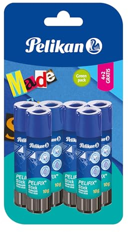 Pelikan Pelifix, Colla Stick 10g, Colla Trasparente, Senza Solventi, Lavabile, Sicura per i Bambini, per la Scuola, Lavoretti, Carta Cartoncino e Fotografie, Confezione da 6 Pezzi