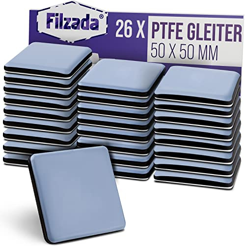 Filzada® 26x Almohadillas de Teflón para Muebles Autoadhesivo - 50 x 50 mm