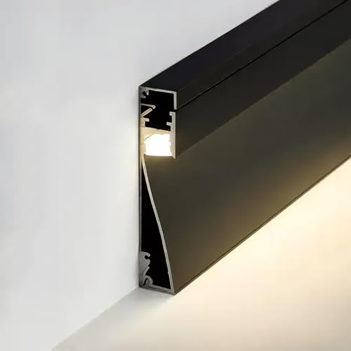 PROFILO BATTISCOPA IN ALLUMINIO 2M COLORE NERO PER STRISCIA LED BARRA-18-2M
