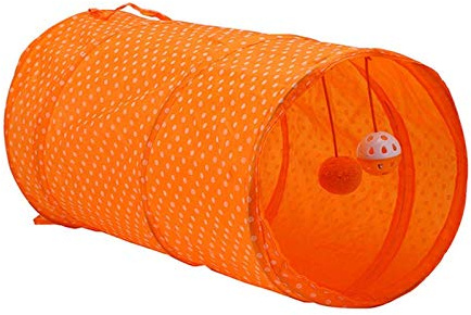 Pet Tunnel Tube Toy Orange Foldable Cat Dog Play Interactive Training Puppy Outdoor Indoor Supplies Cat Tunnel Tube