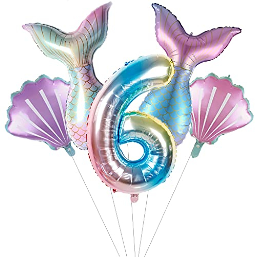 Großes Meerjungfrau Luftballons 6 Jahre geburtstag Deko Mädchen Set 6 Jahre Kindergeburtstag Deko Meerjungfrau Folienballon 6. Geburtstag dekoration Mädchen ballons 6 Geburtstag (6)