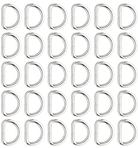 TAIYOU 30 Stück Metall D-Ringe Halbringe Silber D-Ringe 20mm x 3,8 mm D Ringe Schnalle für Rucksack Gürtelschnallen Taschen Gürtel Handtaschen Bastelzubehör