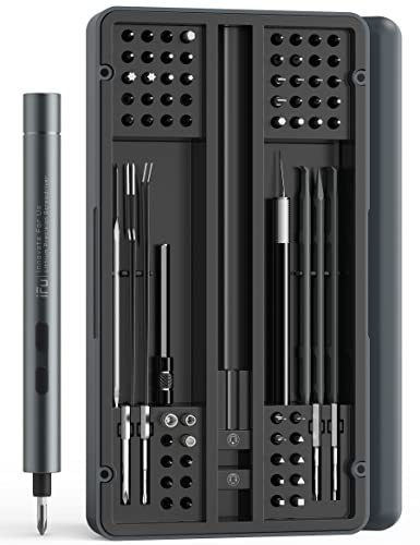 iFu Mini destornillador eléctrico, juego de destornilladores de precisión pequeño destornillador inalámbrico con luz LED y puntas magnéticas, herramienta de reparación para teléfono portátil cámara