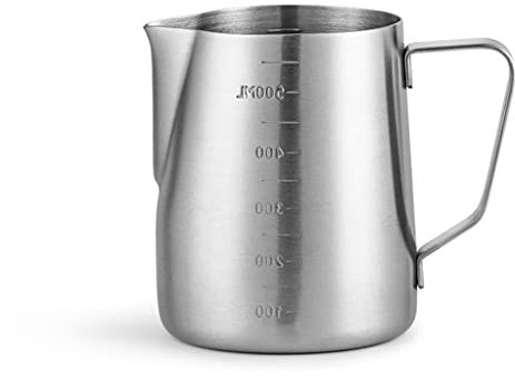 QHLOM Large Capacity Stainless Steel Milk Frothing Pitcher with Scale Milk Jug Cup Milk Frothers Used As Barista Tool (Color : Silver, tamaño : 300ml)