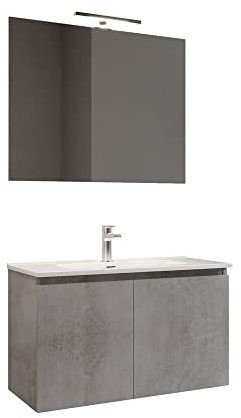 Mama Store ATENA2 80, Mobile 2 ante 80 cm, Grigio Cemento, L. 81 X P. 47 X H. 53 CM