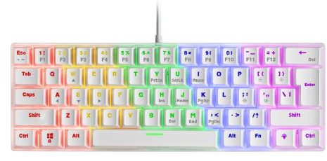 Mars Gaming MK60 Weiß, Mechanische Gaming Tastatur FRGB, Antighosting, Switch Mechanischer Blau, US Sprache