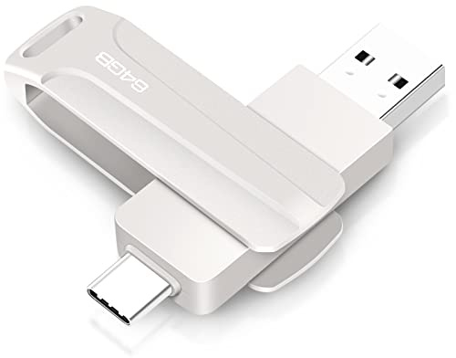 Clé USB 2 en 1 64 Go, Type C Pendrive 64 Go USB C Flash Drive 64GB Giga 2-in-1 OTG Pen 64GB pour PC/Tablet/Laptop/Smartphone avec Type C, Xiaomi/Huawei (Argent)