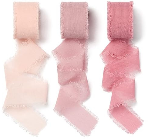 AOKSUNOVA - Nastro in chiffon adatto per regali e matrimoni, rosa, 2,5 cm x 18,9 m, rosa antico