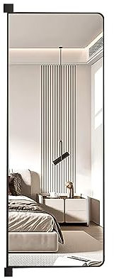 Miroir intégré miroir coulissant armoire porte plate miroir pleine longueur, miroir pleine longueur télescopique pliant caché rotatif, miroir noir pleine longueur for armoire ( Color : Svart , Size :