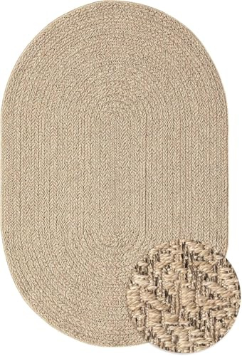 Mias Teppiche Soil – ca. 140 x 200 cm oval Outdoor Teppich wetterfest Jute-Look Balkon Terrasse