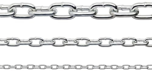 Constrabo® | Catena in acciaio INOX a maglia corta DIN 766 | 1,0 m Ø 3 mm | Acciaio inossidabile 316 (V4A) | Catena in acciaio inossidabile di alta qualità, a maglie tonde, catena di sicurezza, catena