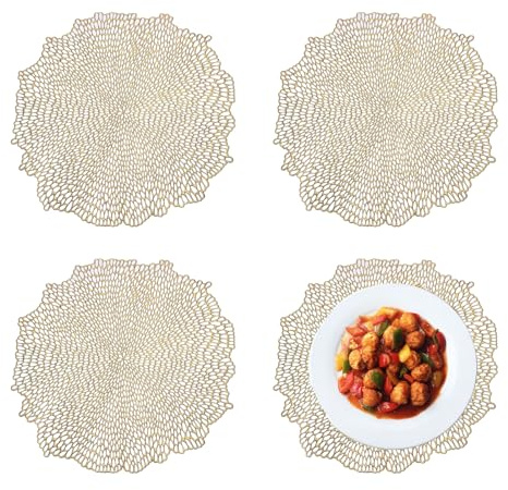 Spldsun 4 Piezas Manteles Individuales Redondos Lavables para Cocina, Hotel y Restaurante (38 Cm De Diámetro)