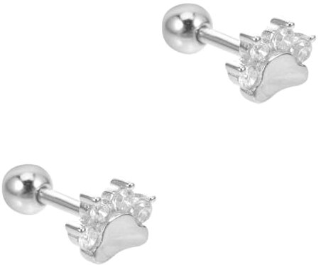 VALICLUD 4 Stück Pfotenabdruck Ohrringe Welpengeschenke Hundepfote Ohrringe Ohrstecker hypoallergener Ohrring Ohrringe für Mädchen Modellieren Schmuck Zucht Fräulein s925 Sterlingsilber