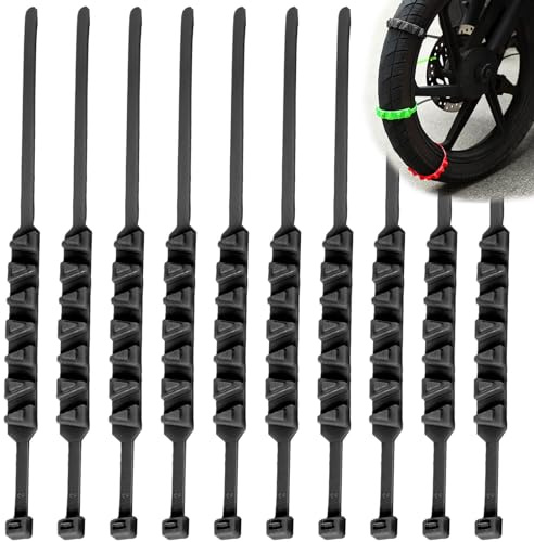 Zorkrin 10-teiliges Set Fahrrad-Schneeketten für Fahrräder, Motorräder und E-Scooter (Schwarz)