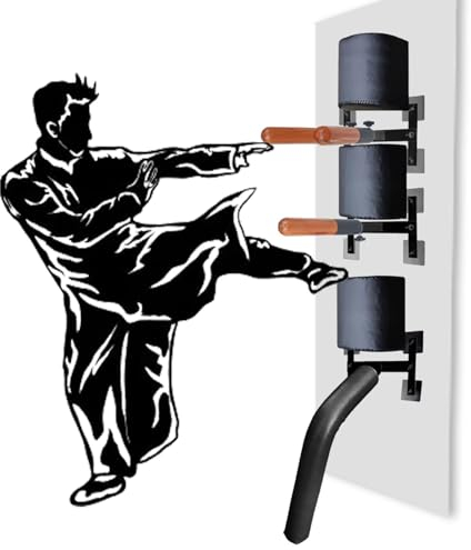 QIANMEI Wing Chun holzpuppe Wandmontierte Wing Chun Dummy Wing Chun Man Pile-Ausrüstung, Kampfsport-Trainingspuppen Mit Holzfederarm, Indoor-Heim-Kung-Fu-Tai-Chi-Übungsgerät