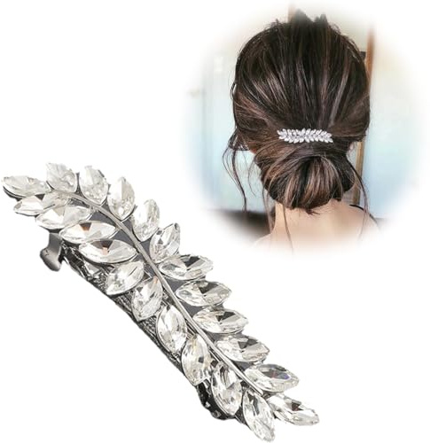 LJFEA Haarspangen mit Strasssteinen, Kristall Haarnadeln,Diamant-Haarspangen, Braut Hochzeit Schmuck Haar Clip Strass-Haarnadeln, Metall-Haarspangen, Party Alltagskleid(Silber)