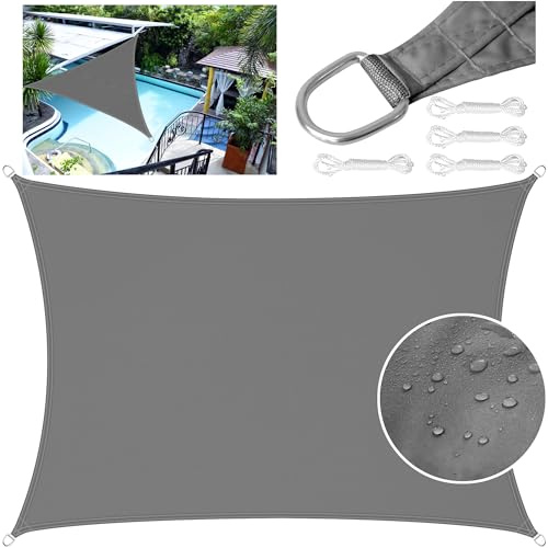 LEcylankEr Sun Shade Sail 2x3m Rectangular PES Polyester Waterproof Sail Shade with Accessories 95% UV Block Shade Sails Sun Shades for Garden Outdoor Patio Pergola Balcony (dark grey, 2 x 3 m)
