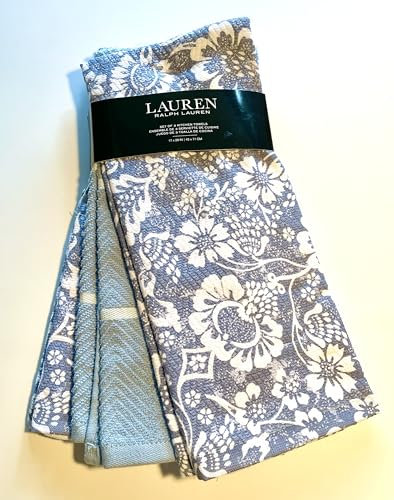 Home Goods Lauren RN75449 Premium Geschirrtücher, schnelltrocknend, gentechnikfrei, ultraweich, plüschig und sehr saugfähig, langlebig, 43,2 x 71,1 cm, große Baumwolle, 3er-Set (Schafgarbe)