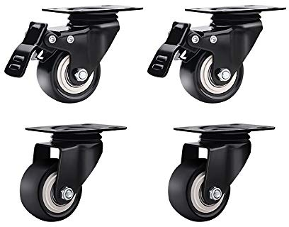 Möbelrollen Schwerlastrollen Langlebiges Universalrad Universalradbremse Hochleistungs-Lenkrolle Stummschaltungs-Lenkradsatz Geeignet for Flachradwagen for Möbel Tischwagen Werkbank Garage(Size:2.5 in