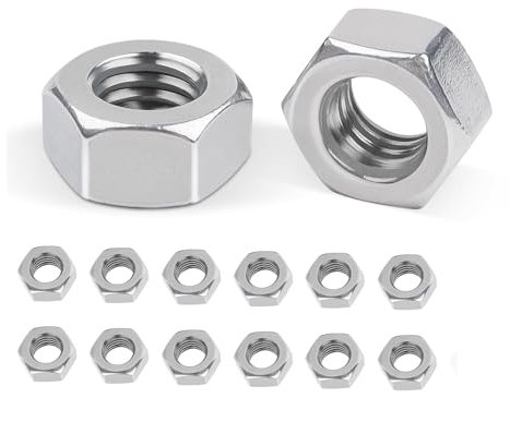 M8 Steel Hex Nuts 12 Pcs, Hex Full Nut Carbon Steel Hexagon Nut M8, Standard Thread Pitch