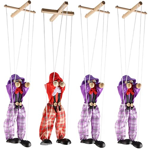 Joskeijky 4 Packs Clown Toys Pull String Puppet Kid Toys for Parent Child Interactive Toys Kids Best Gift