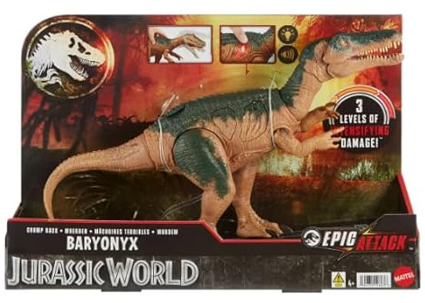 Jurassic World - Action figure di dinosauro Baryonyx Epic Attack