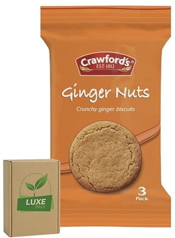 Crawfords Biscuit Portion Mini Packs | Perfect for On-The-Go Snacking, Office, Travel | Ginger Nuts Flavour - 20 Packs (3 Biscuits In Each Pack)