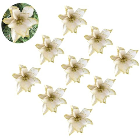 VICASKY 36stücke Teiliges Künstliche Weihnachtsblumen Deko Blüten Mit Goldenen Rändern Für Weihnachtsbaum Party DIY Basteln Leuchtende Einfache Platzierung Für Dekorationen