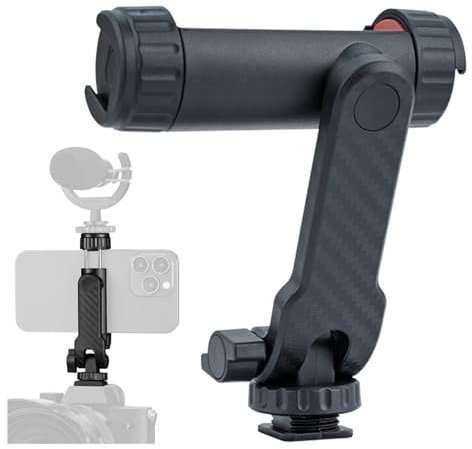 Universal Phone Tripod Mount,Durable Smartphone Holder with 2 Cold Shoe Mount Adapter and 1/4 Standard Screw Thread, 360°Rotation & 180°Tilt Phone Clamp Compatible with Mobile Photography Setup