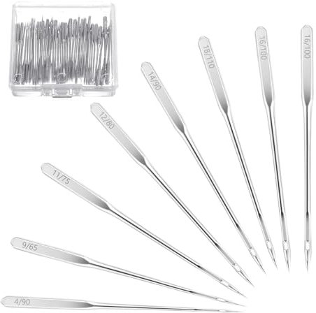 Agujas para máquina de coser,80 agujas universales para máquina de coser, 65/9, 75/11, 80/12, 90/14, 100/16, 110/18, accesorios para máquinas de coser,Bolígrafo Compatible con Brother Janome Singer