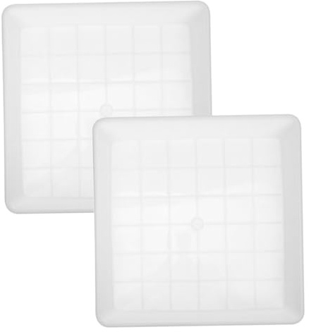 KONTONTY Sottovaso Quadrato 40x40 in Plastica Bianco, Set 2 Pezzi, per Bonsai e Piante Grasse, Raccoglie Acqua e Resiste alle Intemperie