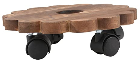 SUPVOX Support de Pot de Fleurs en Bois Massif Rond 20 Cm roulettes Mobiles sans Frein pour Intérieur et Extérieur, Plateau Roulant pour Jardinières Lourdes, Socle Pratique pour Plantes