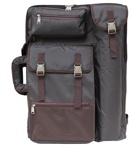 WUYXTO Regenfeste große Künstlertasche A2 Art Portfolio Rucksack A2 Zeichenbrett Künstlerbedarf Tasche Reise Tragbare Kunsttasche for Künstler Für Artwork Lagerung(Coffee)