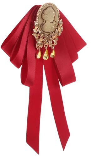 VERDANVERSE Rote Vintage Schleifenbrosche Damen Anstecknadel mit Stecknadel Elegante Fliege für Hemd Kleid Party Hochzeit Accessoire
