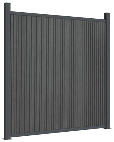 Xhnifbn Clôture brise-vue WPC - 180 x 186 cm - Gris anthracite - Panneaux de clôture résistants aux intempéries en bois composite avec poteaux en aluminium - Design moderne pour jardin, terrasse ou