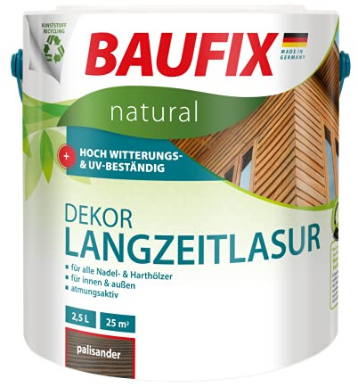BAUFIX natural Dekor-Langzeitlasur palisander, 2.5 Liter, Öko Holzlasur, atmungsaktive Ökofarbe aus nachhaltiger Produktion für außen-innen, vegan, UV-beständig, für alle Nadel-&harthölzer geeignet
