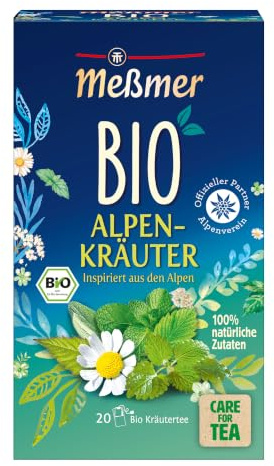 Meßmer Bio Alpenkräuter | 100% natürliche Zutaten | 20 Teebeutel | Vegan | Glutenfrei | Laktosefrei