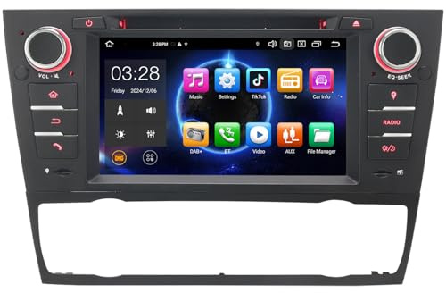 8 Core 7 Pulgadas Android 14 Car Stereo para BMW 3 Series E90 E91 E92 E93 Multimedia GPS Sat Nav Carplay Android Auto Bluetooth A2DP WiFi 4G Dab+ RDS Mirror Link TPMS SWC 4GB RAM + 64GB ROM