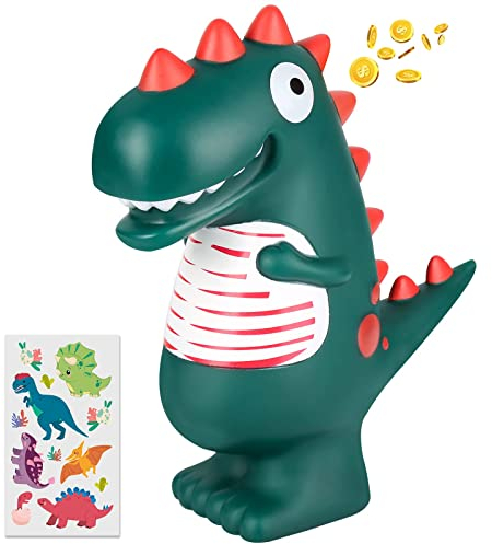 Spardose Dino Plastik Münze Sparschwein, Personalisierte Spardosen Kinder Junge Frauen, Modern Sparbüchse Zimmer Dekoration (Grün)