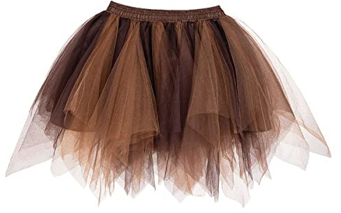 Boland 01769 – Premium petticoat, brun taupe, 3-lagers kjol, stretchig linning, minikjol av tyll, steampunk, kostym, karneval, temafest